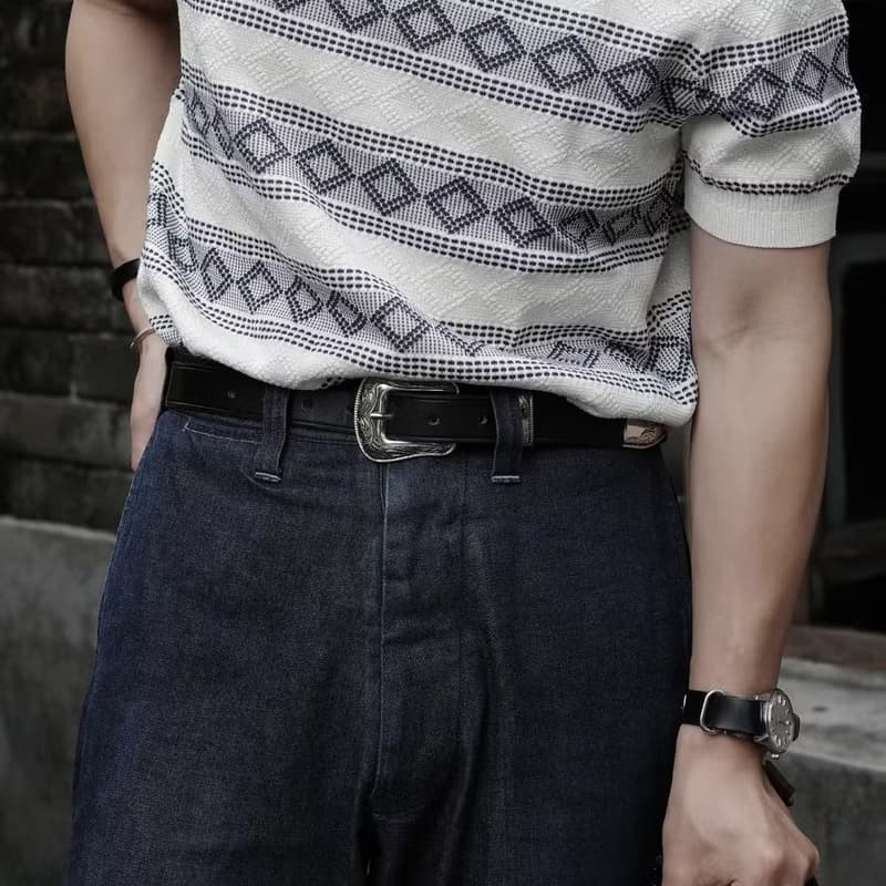 【男女皆宜】美式騎兵腰帶 鍍銀雕花皮帶 西部牛仔褲帶 牛皮 禮物