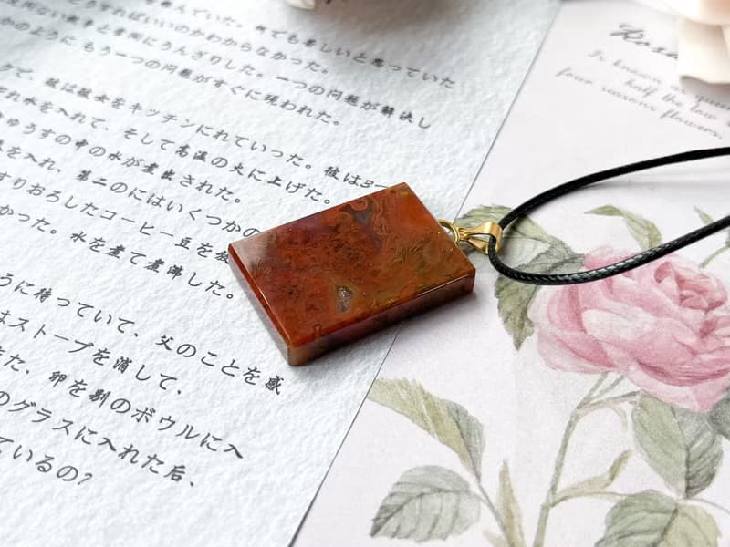 【一物一圖】天然戰國紅瑪瑙無事牌 S925銀扣連皮繩