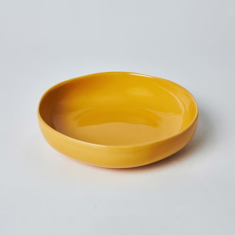 KOGA 許家陶器品 陶質六角深盤 (窯黃)