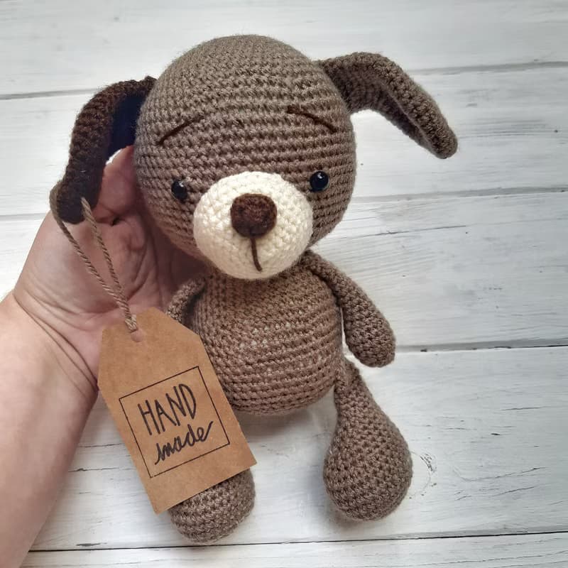 Hand Crochet Funny Dog Stuffed Toys Animals Knit Amigurumi Gift