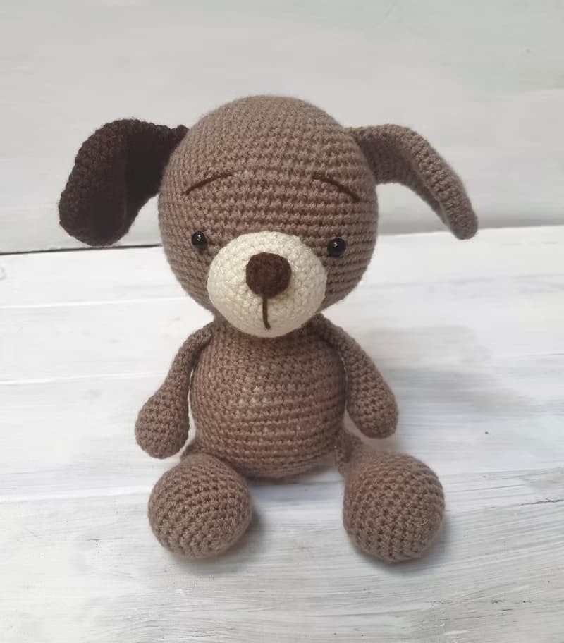 Hand Crochet Funny Dog Stuffed Toys Animals Knit Amigurumi Gift