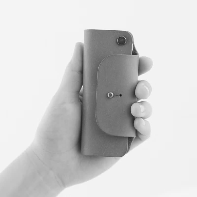 皮革鑰匙包/鑰匙圈 -- 大象灰