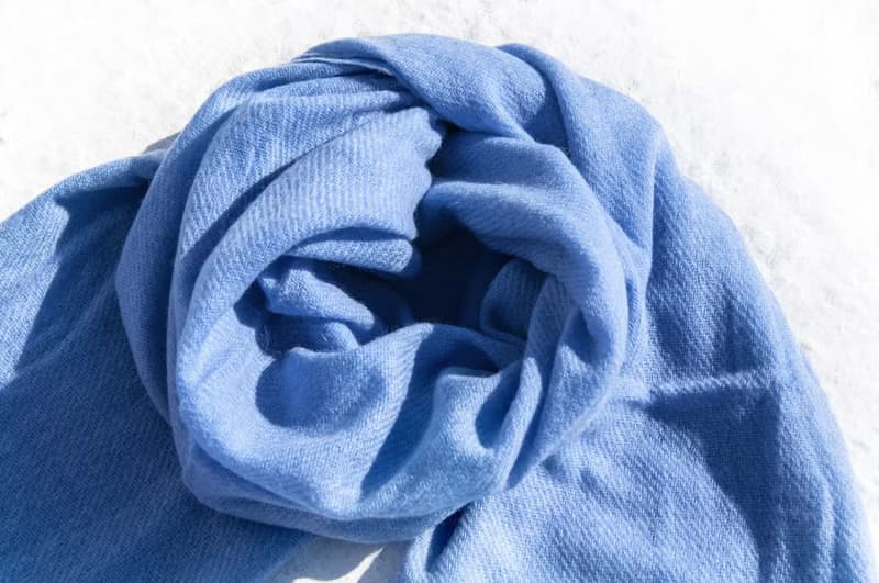 喀什米爾羊絨 羊絨圍巾 編織圍巾 手工編織 喀什米爾Cashmere/羊絨圍巾/純羊毛圍巾披巾/戒指絨披肩生日-天空藍色