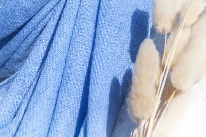 喀什米爾羊絨 羊絨圍巾 編織圍巾 手工編織 喀什米爾Cashmere/羊絨圍巾/純羊毛圍巾披巾/戒指絨披肩生日-天空藍色