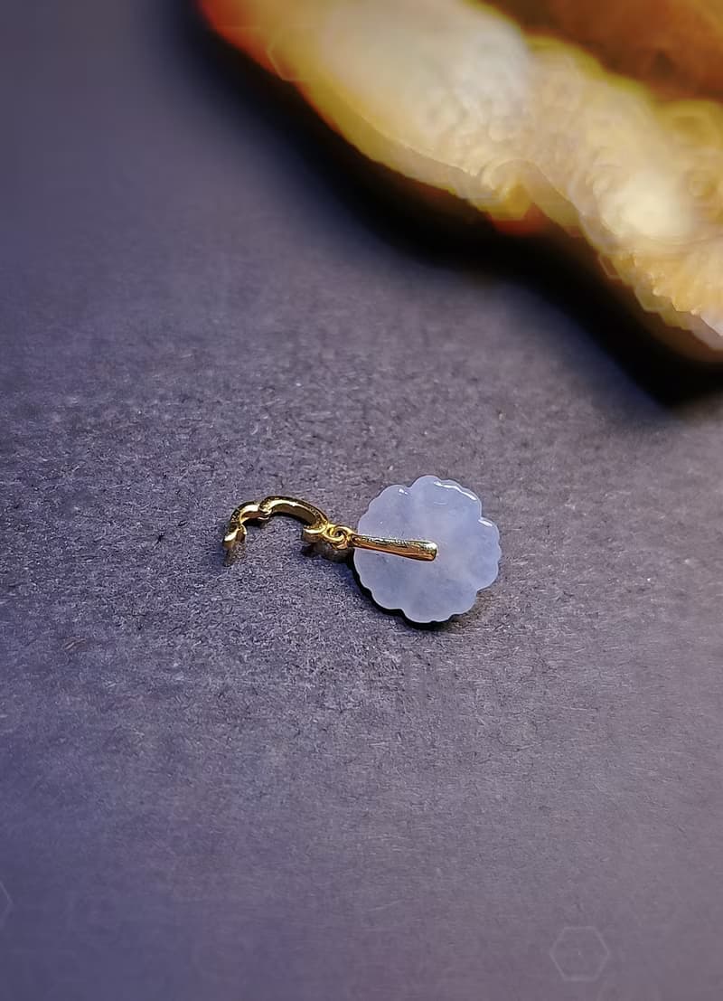 招財•貴人•桃花|純18k真金真鑽冰紫花萬能扣|緬甸A貨翡翠