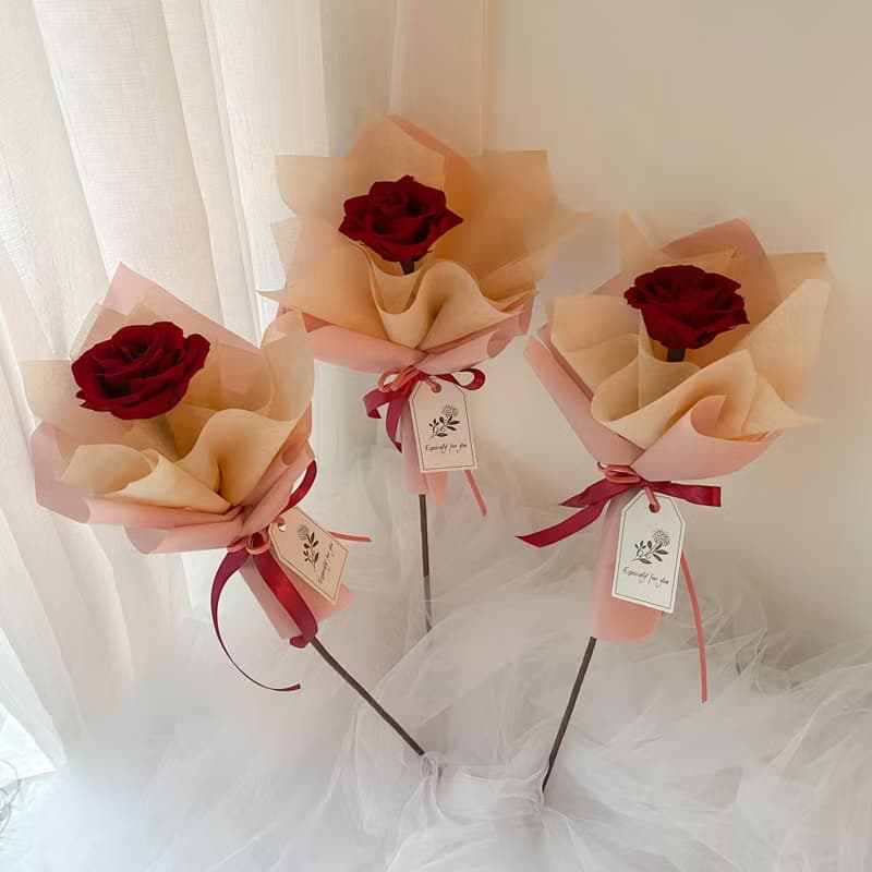 永生花 / 單枝永生玫瑰花束 / 情人節花束