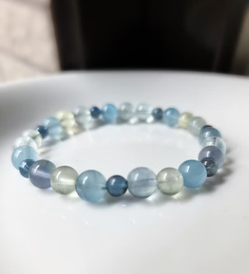 海藍寶  葡萄石 淡藍螢石 水晶手鍊
