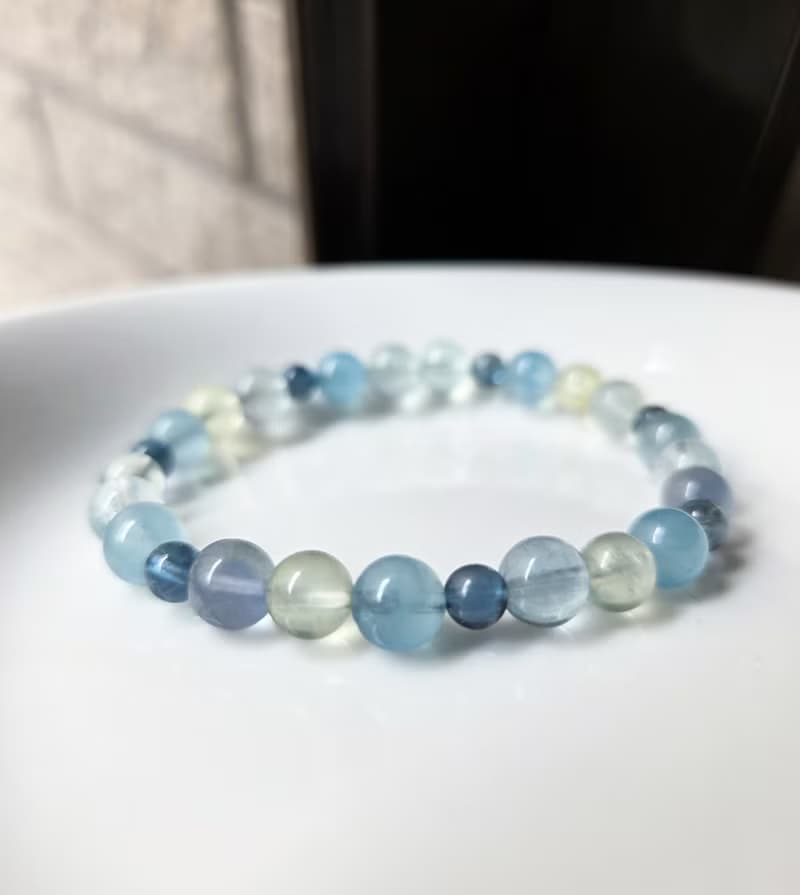 海藍寶  葡萄石 淡藍螢石 水晶手鍊