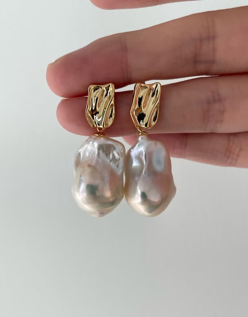 Golden Coins Baroque Pearl Earring 金币巴洛克珍珠耳钉