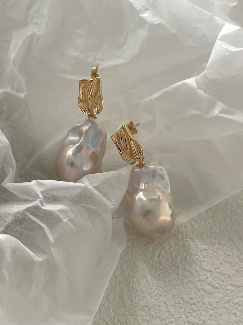 Golden Coins Baroque Pearl Earring 金币巴洛克珍珠耳钉