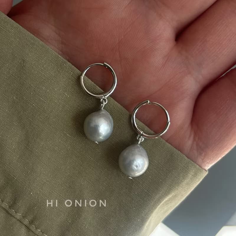 Hi Onion海子的詩 小眾S925銀耳扣百搭男女同款天然珍珠耳夾耳飾