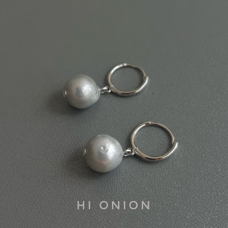Hi Onion海子的詩 小眾S925銀耳扣百搭男女同款天然珍珠耳夾耳飾