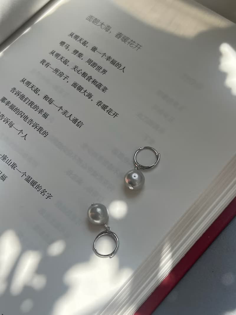 Hi Onion海子的詩 小眾S925銀耳扣百搭男女同款天然珍珠耳夾耳飾