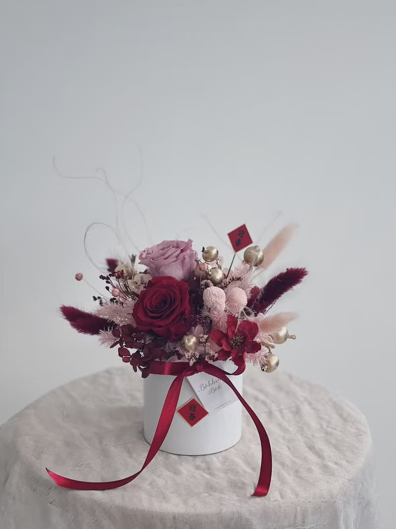 【永生玫瑰花盆花】• 情人節禮物/生日禮物/永生花/永生玫瑰花
