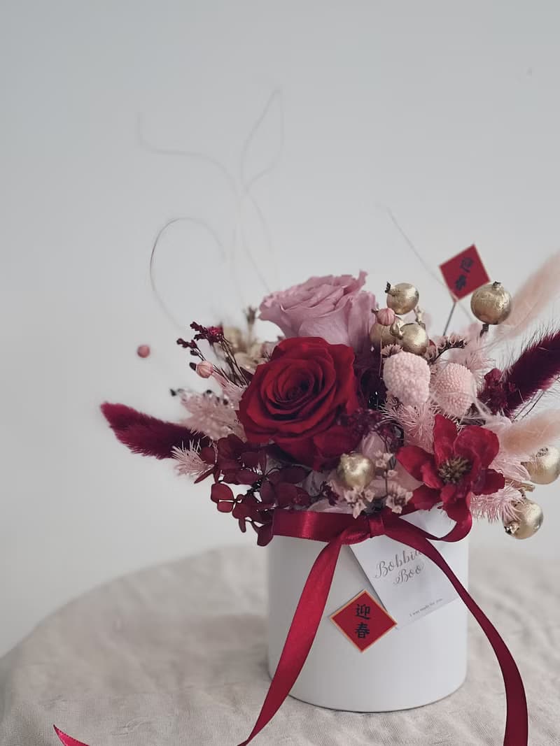 【永生玫瑰花盆花】• 情人節禮物/生日禮物/永生花/永生玫瑰花