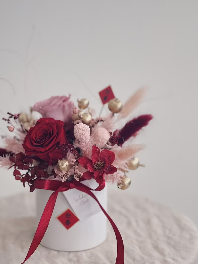 【永生玫瑰花盆花】• 情人節禮物/生日禮物/永生花/永生玫瑰花