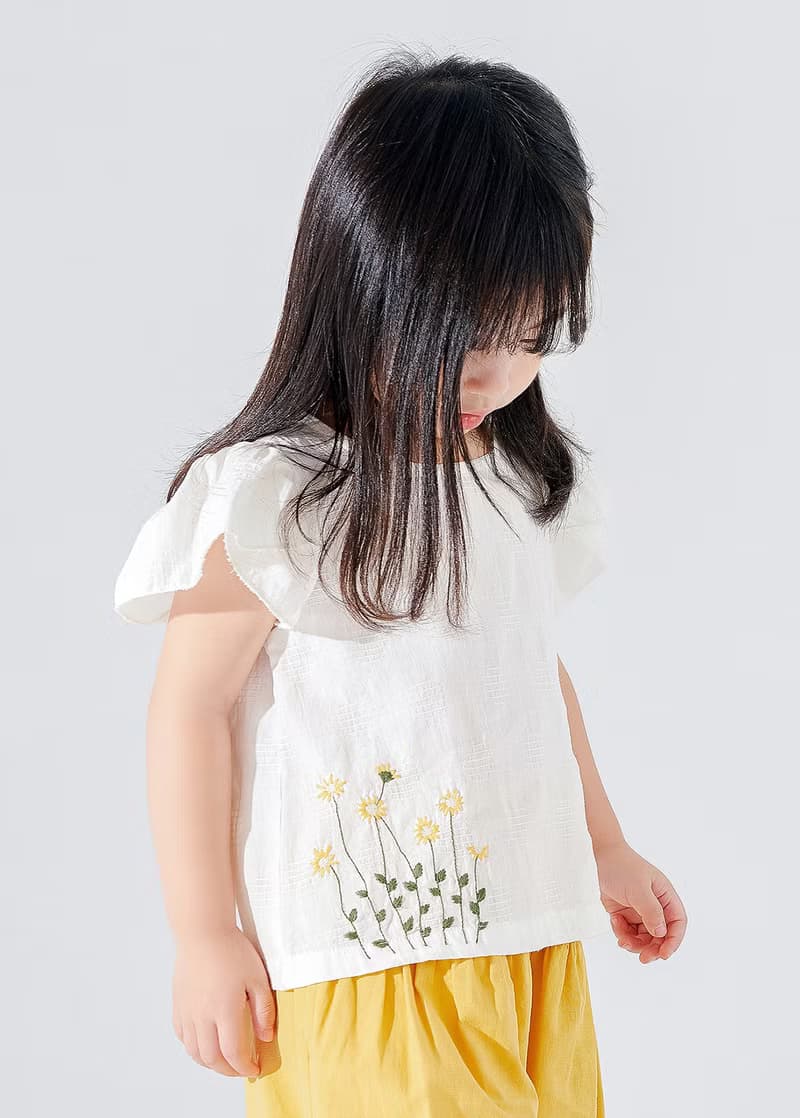 【出清優惠】簡約刺繡娃娃衫 白/綠