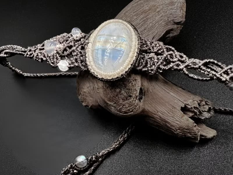 現貨 霧散雲開 共度一抹白月光 月光石蠟繩編織項鍊