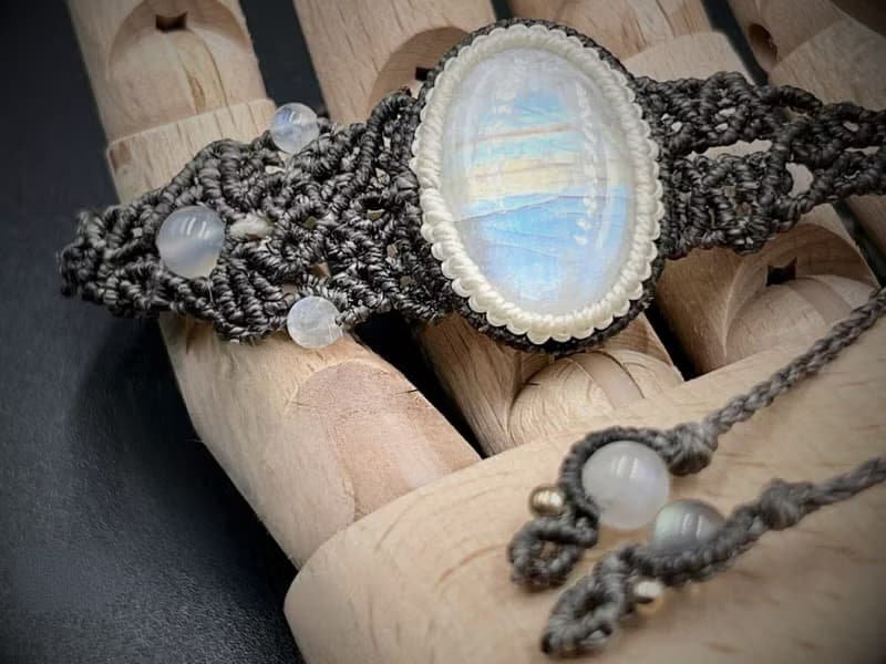 現貨 霧散雲開 共度一抹白月光 月光石蠟繩編織項鍊