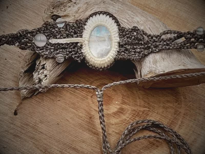 現貨 霧散雲開 共度一抹白月光 月光石蠟繩編織項鍊