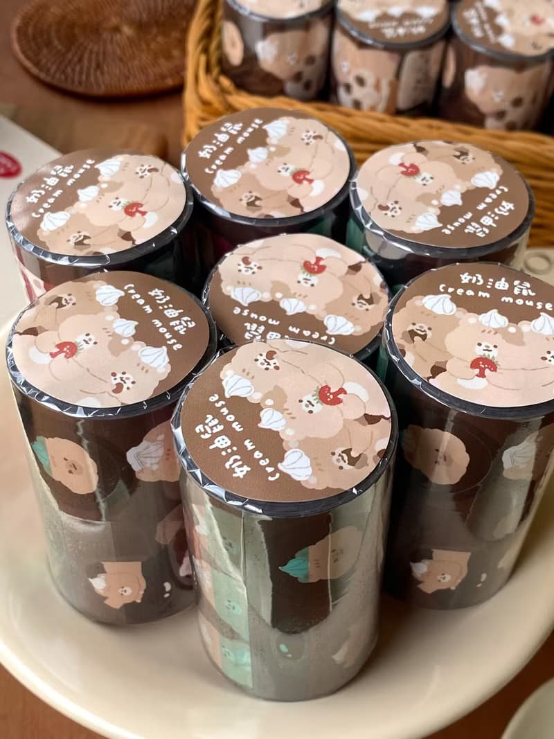奶油鼠/栗子草莓巧克力/7公分切膜紙膠帶/附離型紙
