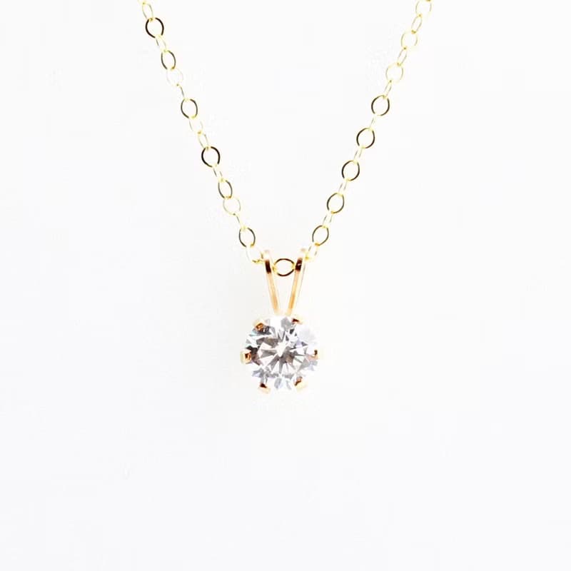 【Angel & Me】14KGF 包金 皇冠 6mm 瑞士單鑽 鑽石項鍊 生日禮物
