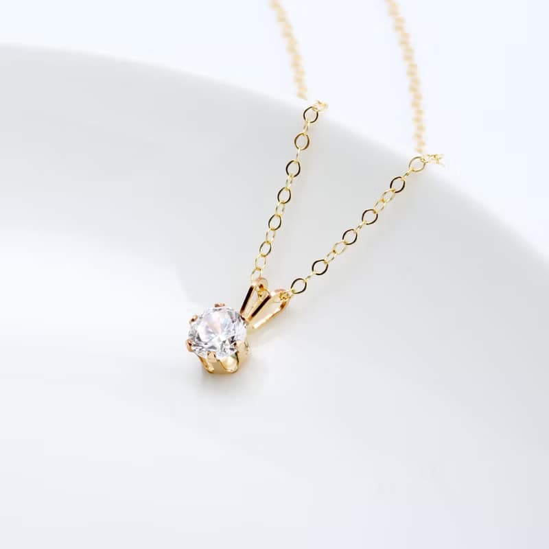 【Angel & Me】14KGF 包金 皇冠 6mm 瑞士單鑽 鑽石項鍊 生日禮物