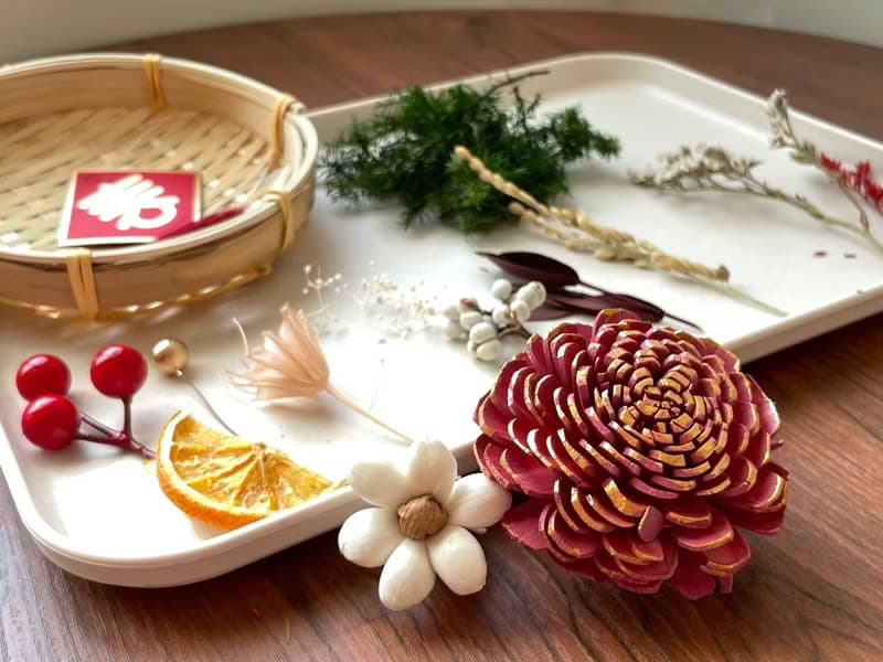 【DIY材料包】春暖花開乾燥花米篩 附影片 乾燥花材料包 新春米篩