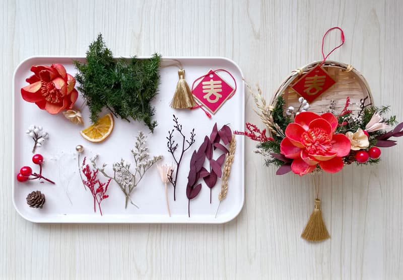 【DIY材料包】春暖花開乾燥花米篩 附影片 乾燥花材料包 新春米篩