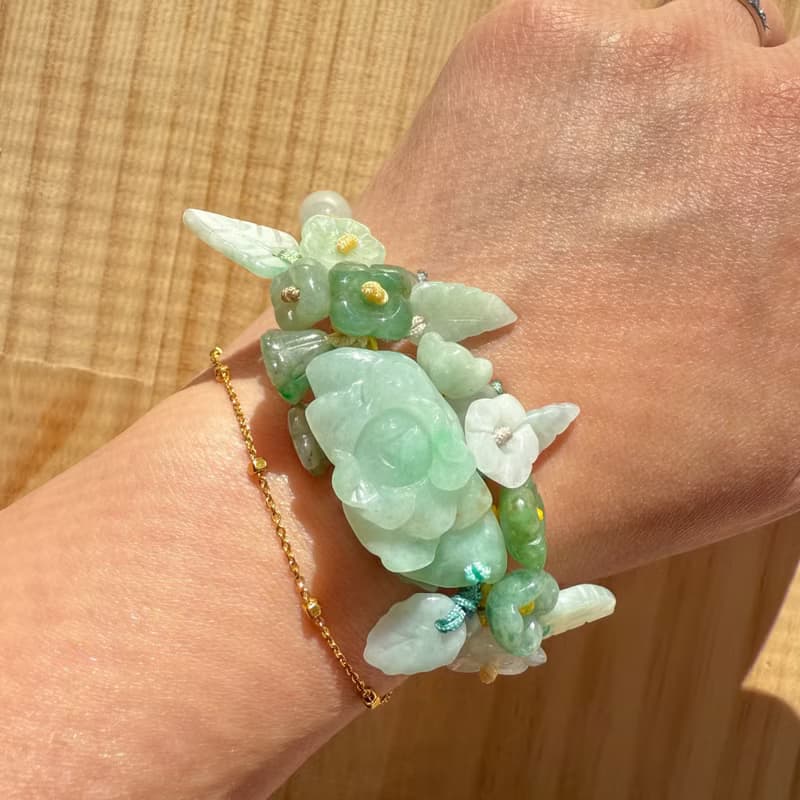手工編織翡翠手鍊 — 晨光疊翠