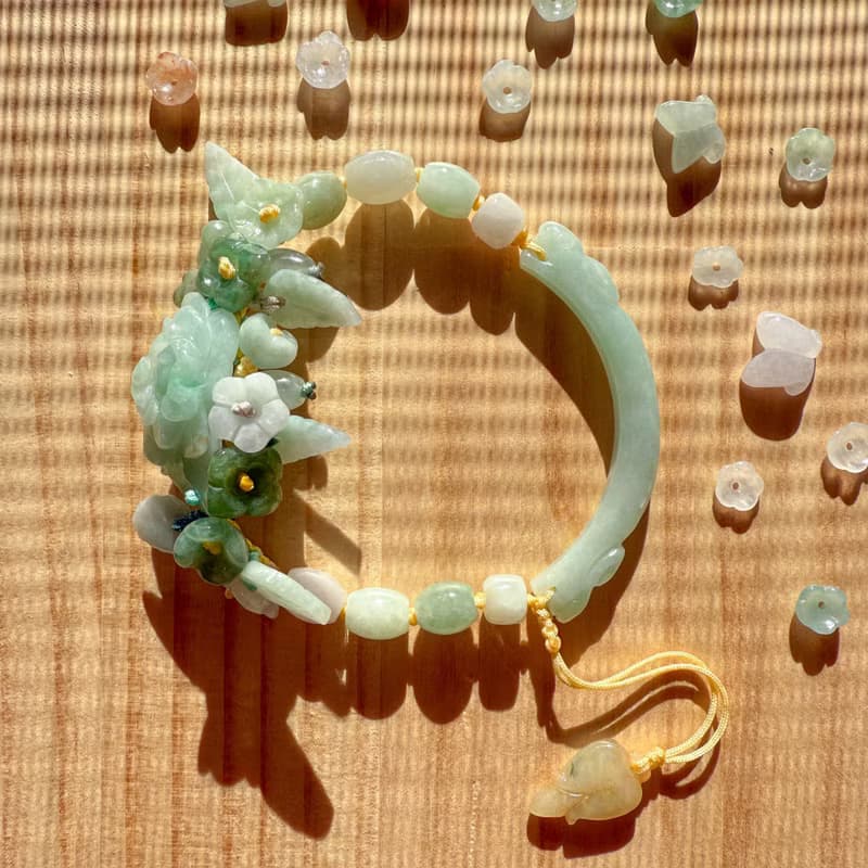 手工編織翡翠手鍊 — 晨光疊翠