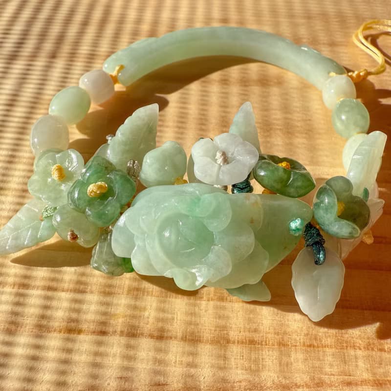 手工編織翡翠手鍊 — 晨光疊翠