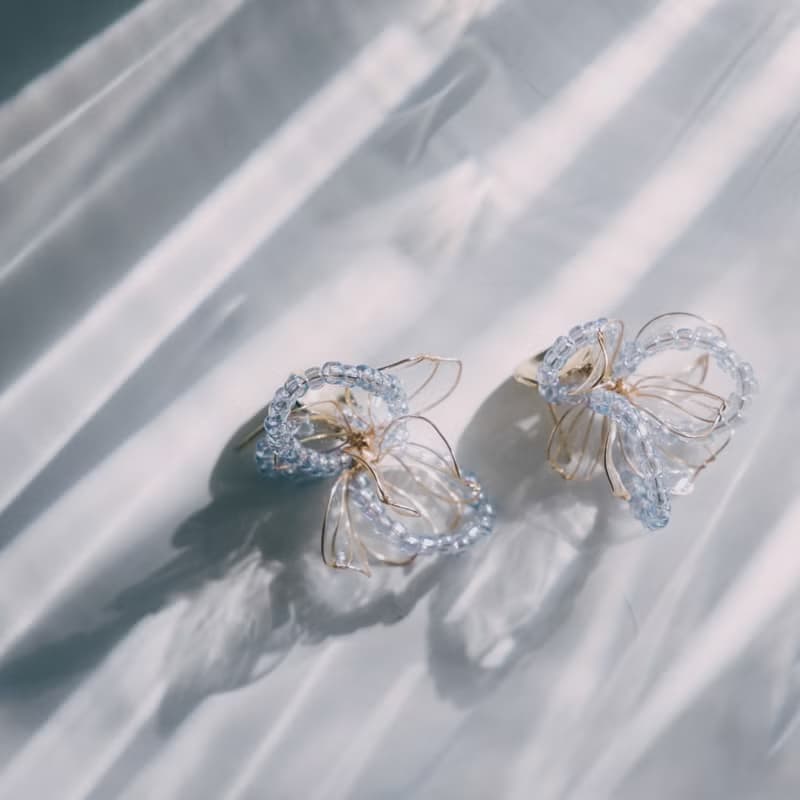 【餘燼-透明色】垂墜耳環 | 水晶花飾品 | 新娘飾品 | 交換禮物