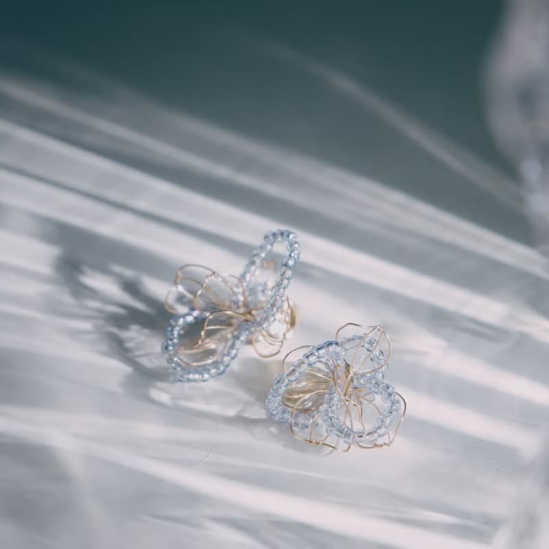 【餘燼-透明色】垂墜耳環 | 水晶花飾品 | 新娘飾品 | 交換禮物