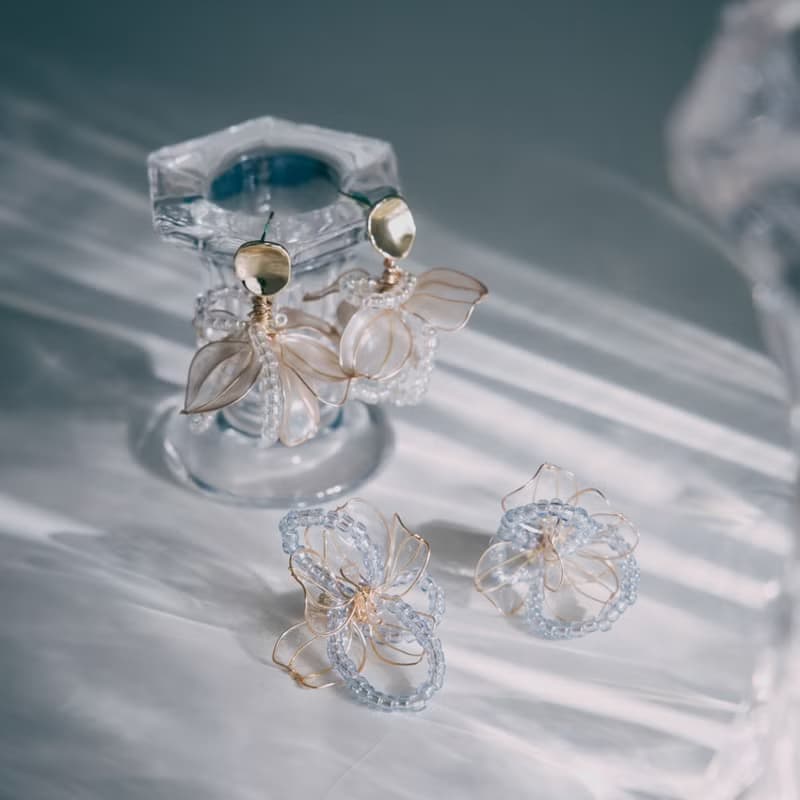 【餘燼-透明色】垂墜耳環 | 水晶花飾品 | 新娘飾品 | 交換禮物