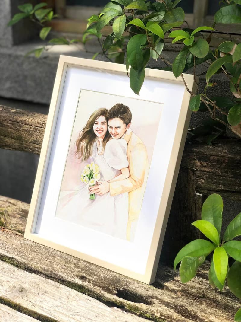 【雙人水彩肖像+結婚書約設計】