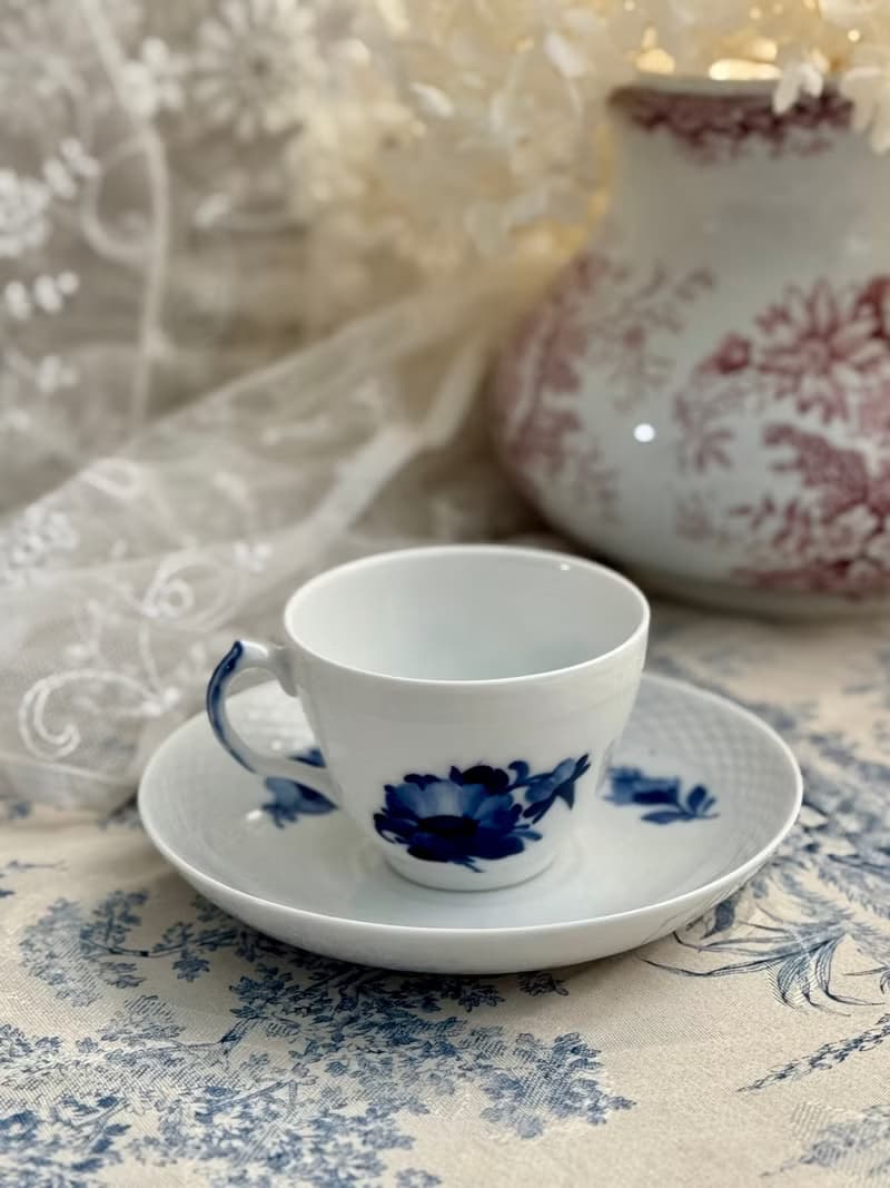 50220-絕美皇家哥本哈根Royal Copenhagen 8040藍花瓷杯碟組