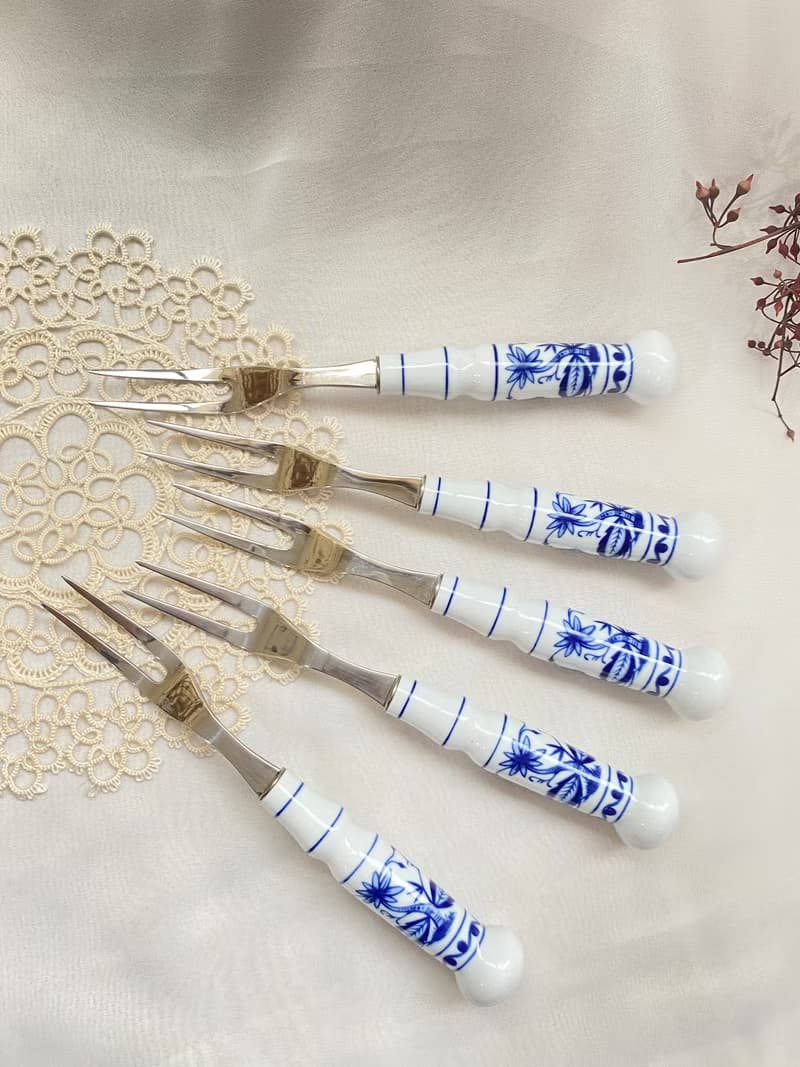 【好日戀物】德國DDR 洋蔥圖案陶瓷柄不銹鋼肉叉餐具系列儀式感
