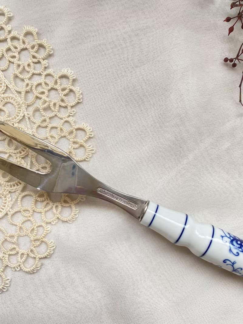 【好日戀物】德國DDR 洋蔥圖案陶瓷柄不銹鋼肉叉餐具系列儀式感