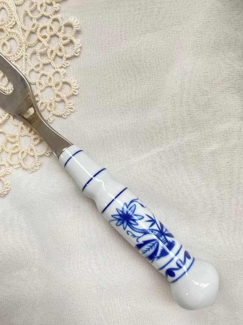 【好日戀物】德國DDR 洋蔥圖案陶瓷柄不銹鋼肉叉餐具系列儀式感