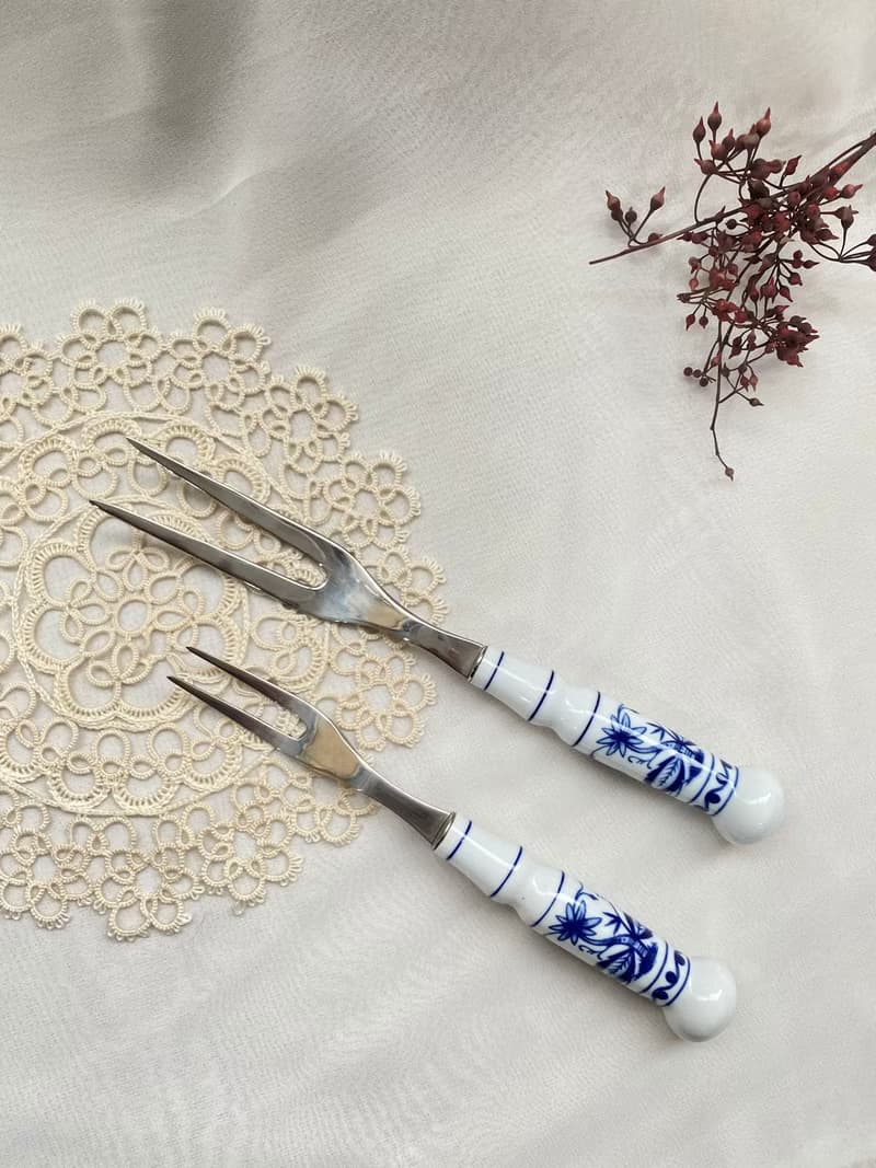 【好日戀物】德國DDR 洋蔥圖案陶瓷柄不銹鋼肉叉餐具系列儀式感