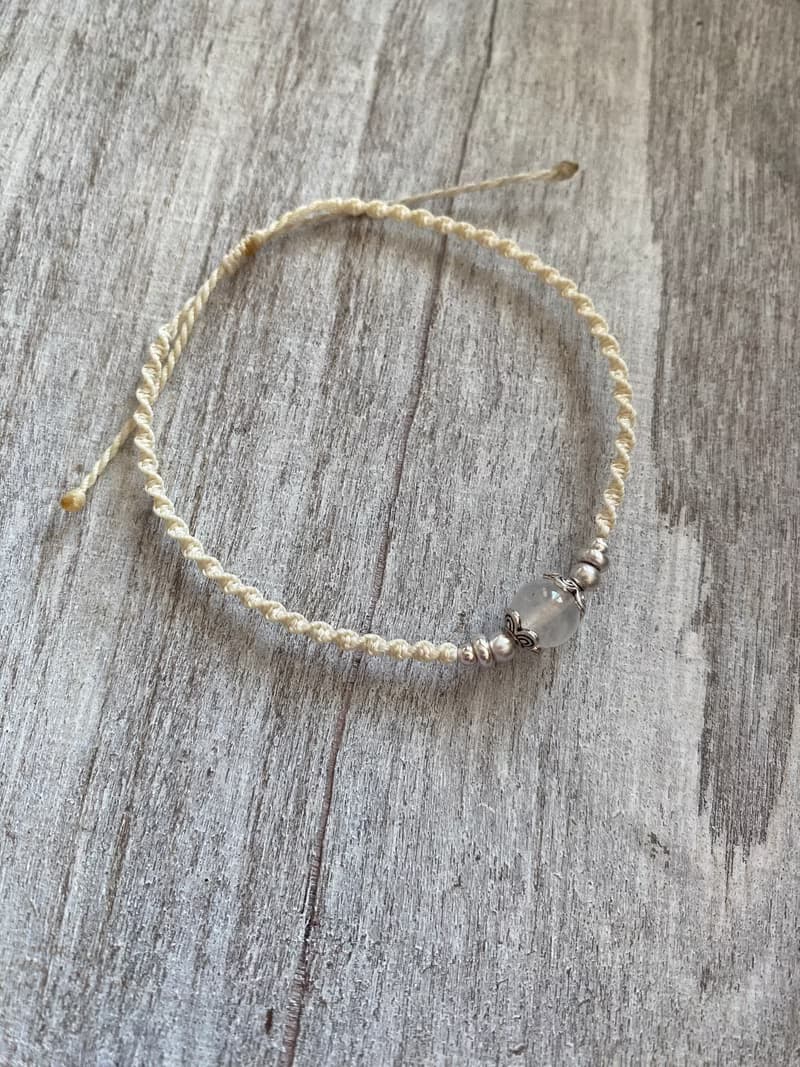 蕾絲編織系列 藍月光純銀編織手鍊 南美蠟線編織 腳鍊