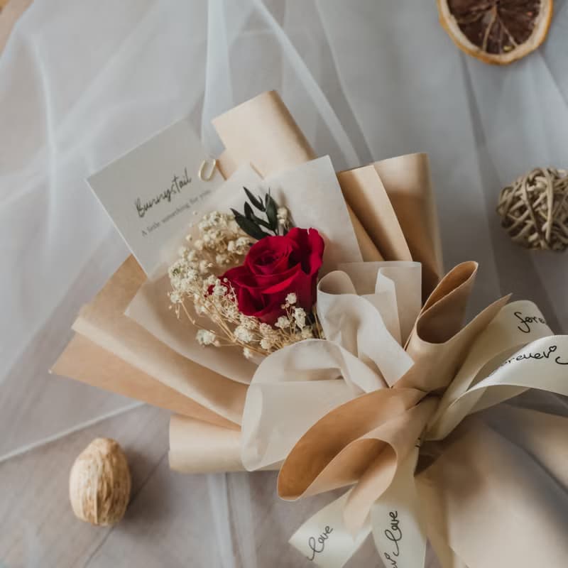 /小型永生花束/ 復古紅•想與你轟轟烈烈 永生花 情人節套組 生日