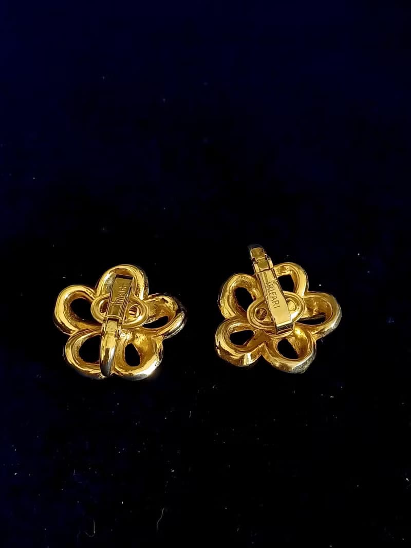 vintage jewelry Trifari 典雅金色花朵蝴蝶結 夾式耳環