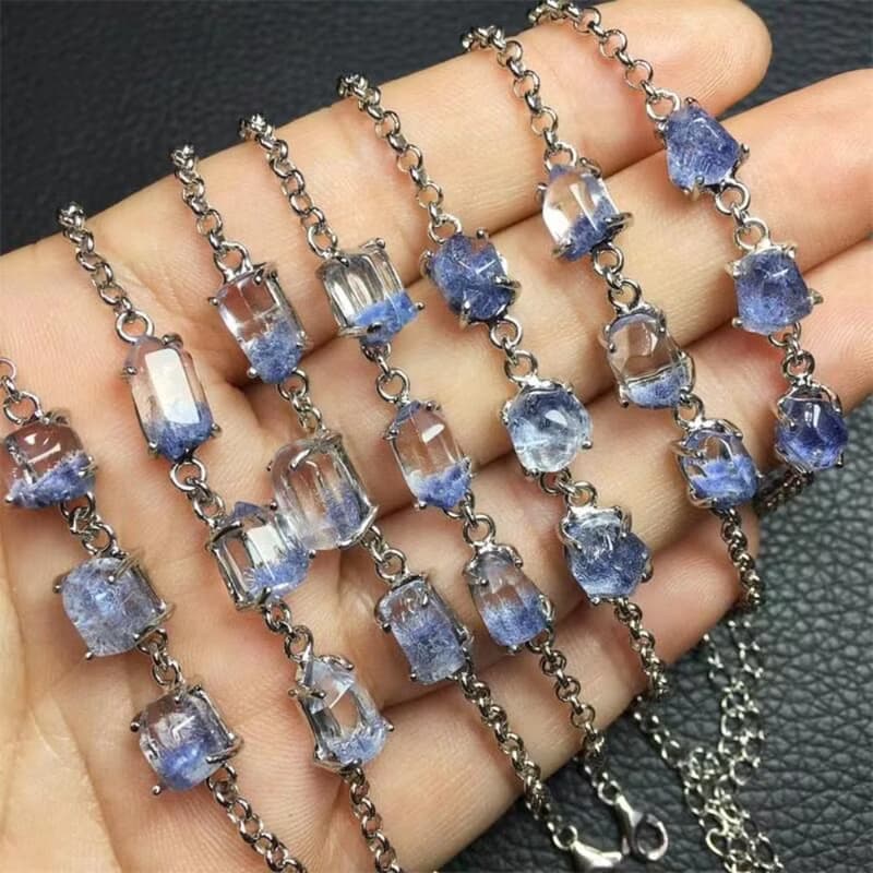 Dumortierite Quartz Bracelet, Unique Dumortierite Gemstone Bracelet
