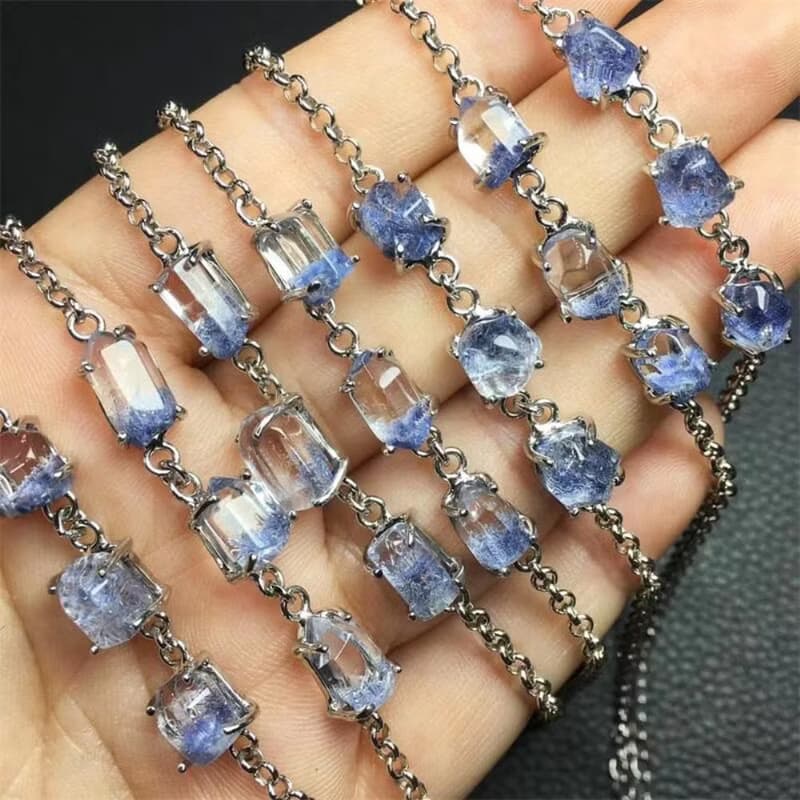 Dumortierite Quartz Bracelet, Unique Dumortierite Gemstone Bracelet