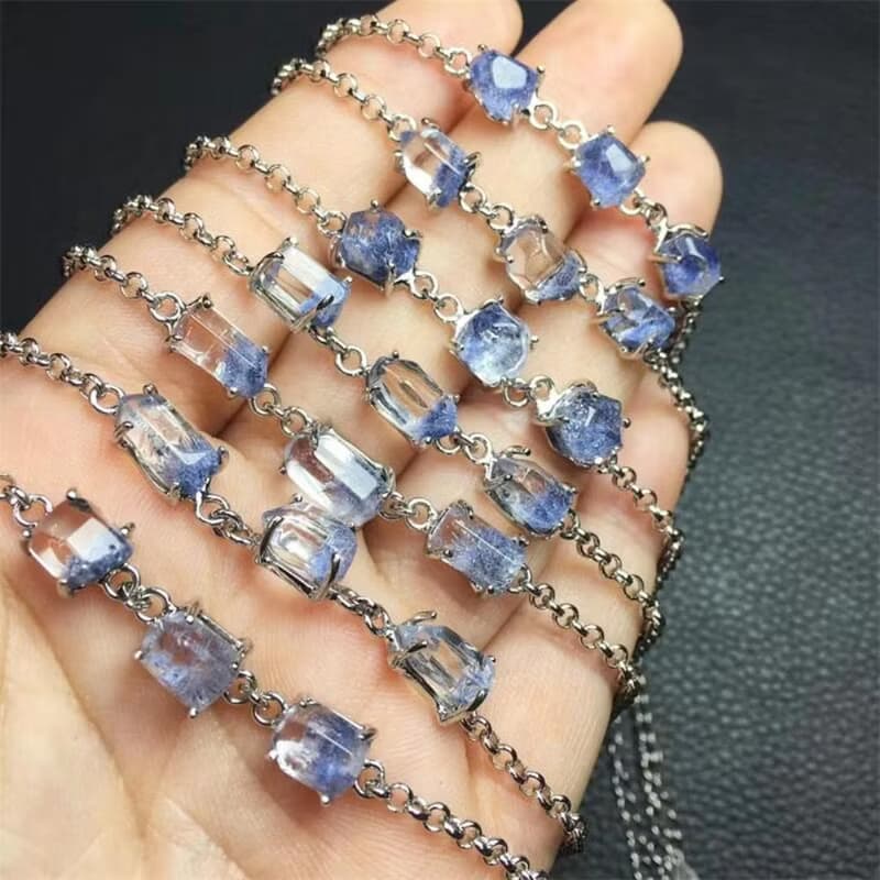 Dumortierite Quartz Bracelet, Unique Dumortierite Gemstone Bracelet