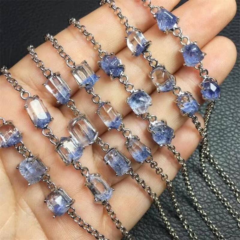 Dumortierite Quartz Bracelet, Unique Dumortierite Gemstone Bracelet