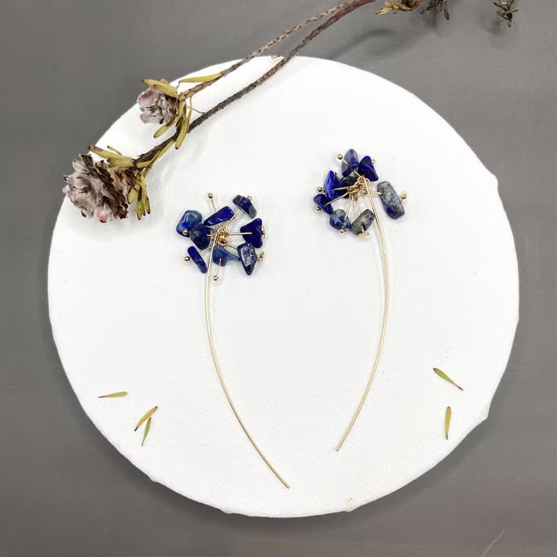 黑髮晶14kgf耳環 流星許願 情人節禮物 天然石耳環 改耳夾