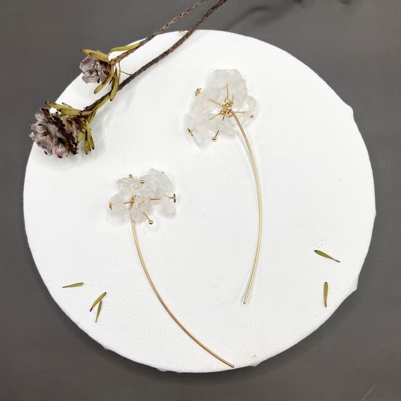 黑髮晶14kgf耳環 流星許願 情人節禮物 天然石耳環 改耳夾